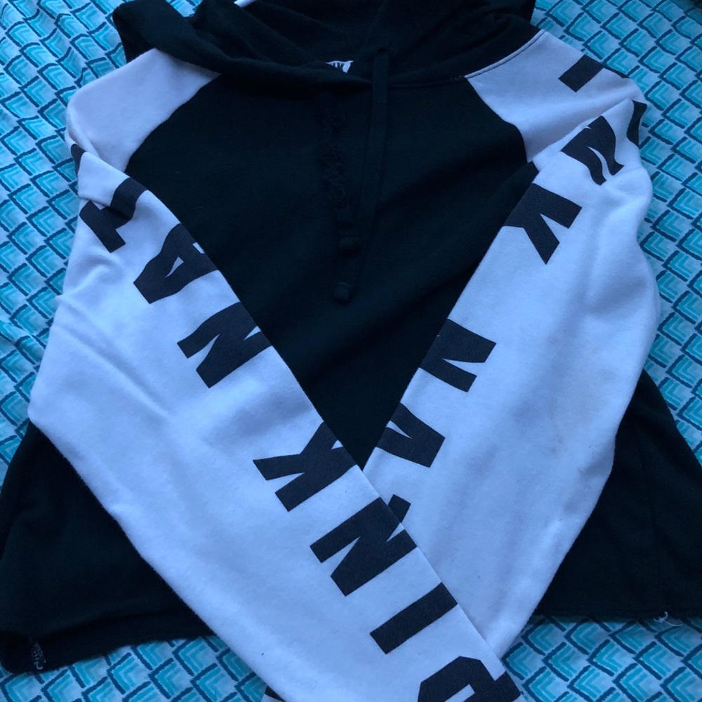 Black and white PINK crop top sweater